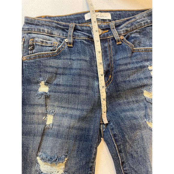 KanCan Womens Jeans Skinny Leg Distressed Low Rise Flat Front Blue Size W28 - Picture 5 of 10